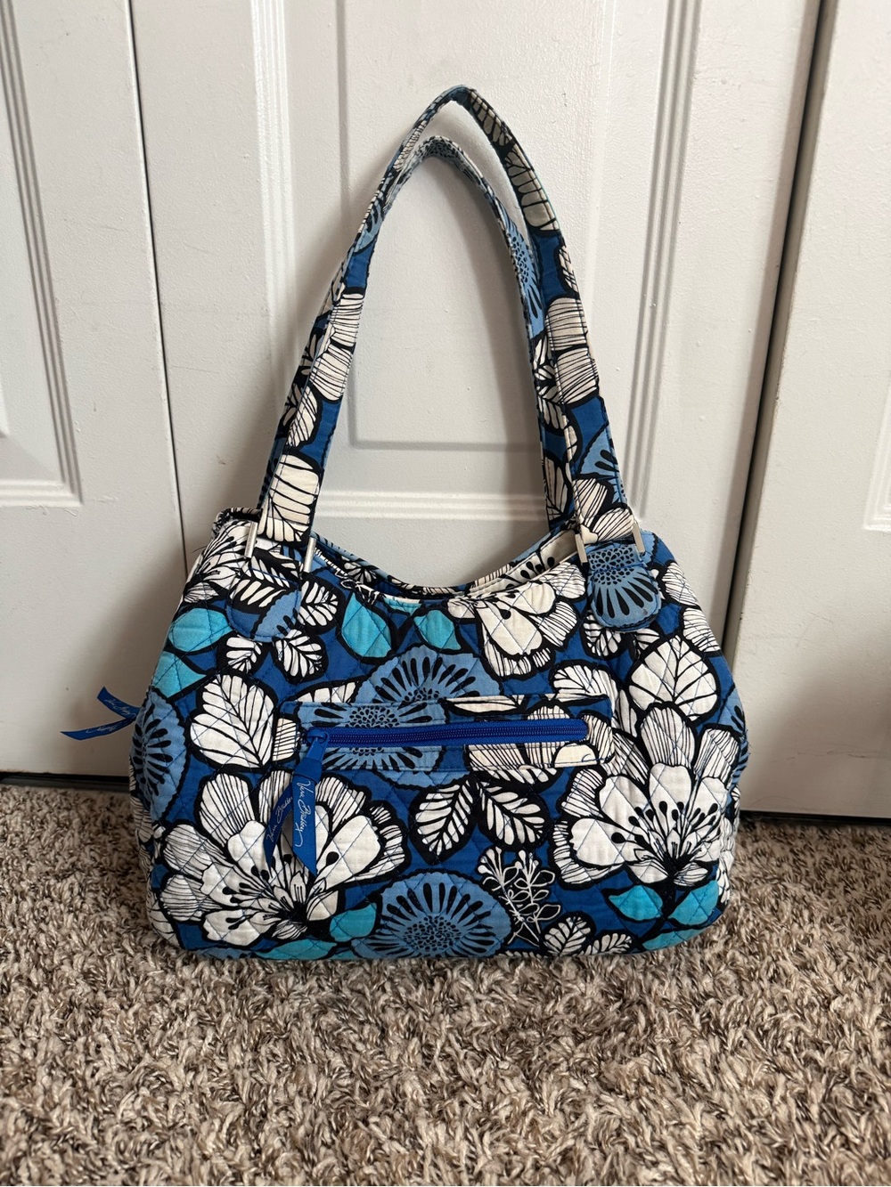 Vera Bradley Midnight Blues Retired Quilted Floral Shoulder Bag Purse